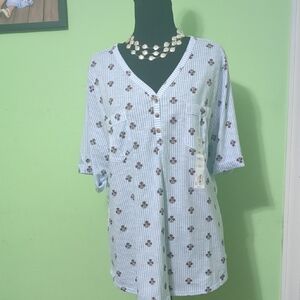 Croft & Barrow Blue Floral Blouse